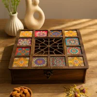 باکس چوبی کادویی چهارخانه لوکس باکس