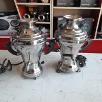 سماور نفتی  و برقی برنزی شمعدان چراغ انگلیسی هویه