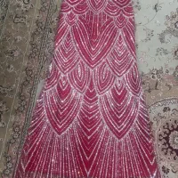 پیراهن مجلسی تمام کار شده ازمنجوق ومروارید وپولک