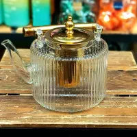 قوری دسته طلایی و چوبی پیرکس(گالری کوروش)