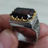 انگشتر نقره سنگ طبیعی کوآرتز دودی کار دست|جواهرات|مشهد, شهرک مهر آباد|دیوار