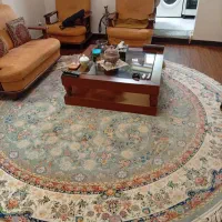 فرش دایره  ابریشمی چله ابریشم 9متری زیبا