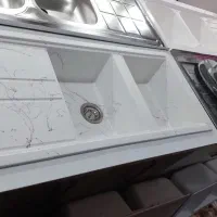 سینک گرانیتی سفید رگه طلایی