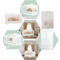 تخت و کمد کودک نوجوان برند ساحل چوب مدل کبوتر