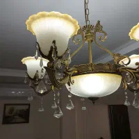 لوستر پنج شاخه طرح برنز|لوستر و چراغ آویز|اندیشه, شهرک مریم|دیوار