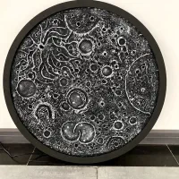 تابلو ماه و آینه و ماه کامل و کالیگرافی