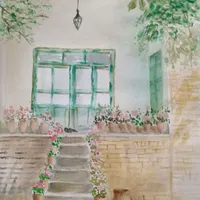 نقاشی آبرنگ خانه قدیمی|تابلو، نقاشی، عکس|تهران, هروی|دیوار