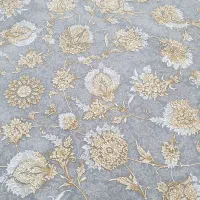 2عدد فرش 12متری جفت 1200شانه طلاکوب گل برجسته طوسی