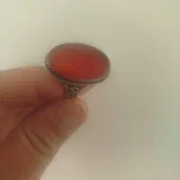 سلام انگشتر نقره سیزده گرم سنگ اصلی عقیق خطی