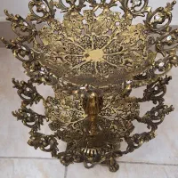 میوه خوری برنجی دو طبقه پایه دار