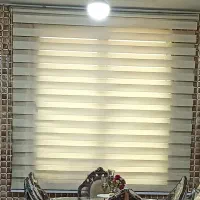 پرده زبرا سالم  رنگ کرم نباتی