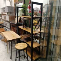 استند چوب و فلز / کتاب خانه / قفسه / ویترین