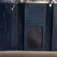 کیف پول چرم طبیعی سوپر بزی وچرم گاوی دستدوز