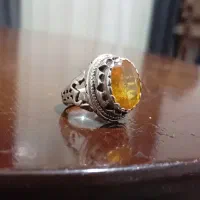 انگشتر نقره یاقوت زرد رکاب مطهر دست ساز