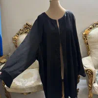 مانتو ساتن مشکی شیک