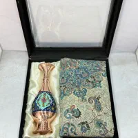 هدایا سازمانی صنایع دستی گلدان مسی و ترمه