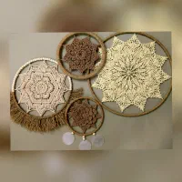 دیوارکوبهای دست بافت ماندالا حلقه کنفی