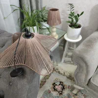 آباژور رومیزی و لوستر مکرومه ست