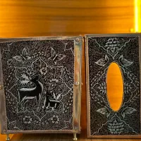 ظروف مسی/سرویس سطل و جا دستمالی طاووس/اقساطی