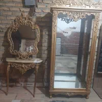 بوفه چوبی . آینه برنزی .زیر تلویزیونی|بوفه، ویترین، کنسول|مریوان, |دیوار