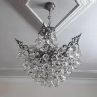 یک جفت لوستر ۶ شاخه ترکیبی برنز و کریستال