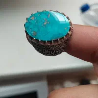 انگشتر فیروزه نیشابور درشت قلمزنی