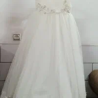 لباس عروس دخترانه ژپون دار همراه با تور سر|کفش و لباس بچه|کرمان, |دیوار