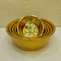 سرویس استیل لگن و ابکش طلایی یونیک