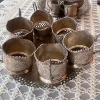 یکدست پایه لیوان نقره قدیمی