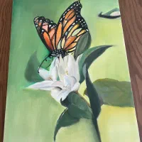 تابلو های رنگ روغن طرح گل و پروانه