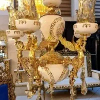 لوستر برتری ملائکه ۵شاخه آبکاری طرح طلا