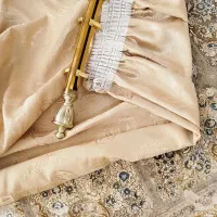 پرده شیک با پارچه ضخیم رنگ طلایی