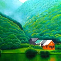 تابلوی رنگ روغن چشم انداز