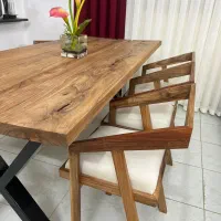 ست میزغذاخوری چوب همراه ۳ صندلی و نیمکت کاملا صفر
