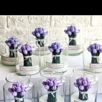 شمع شیشه ای دسته گل لاله