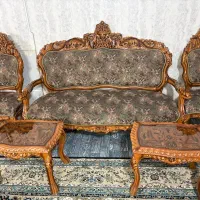 چوب  گردو منبت تمام کار دست مبل نه نفره