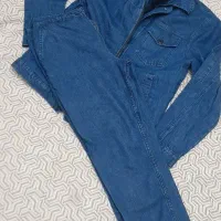 ست کت و شلوار لی خزدار شسته