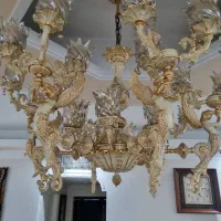 لوستر ملکه ۲۴ شعله تمام برنز|لوستر و چراغ آویز|تهران, منیریه|دیوار