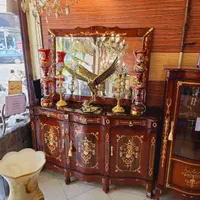 آینه و کنسول معرق ۶ پایه براق چوبی