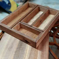 داخل کشویی نظم دهنده ثابت و ۵ قسمتی ظروف چوبی