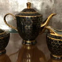 ست چای و قهوه خوری طلایی مشکی پذیرایی لوکس|ظروف سرو و پذیرایی|تهران, شهرک چیتگر|دیوار