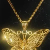 گردنبند باپلاک طرح ژوپینگ طلایی