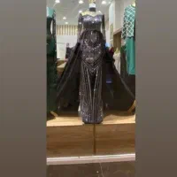 لباس مجلسی فول نگین دنباله دار شیک