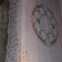 رومیزی قدیمی گیپور،مخمل،سفره رومیزی،رومیزچهارخونه