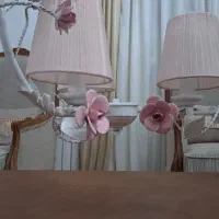 لوستر فلزی طرح گل با شید صورتی|لوستر و چراغ آویز|تهران, چهارصد دستگاه|دیوار