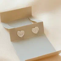 گوشواره نقره قلب نگینی مدل1 سفید