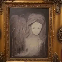 تابلو رنگ وروغن کاردست باقاب چوبی