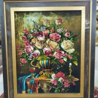 تابلو فرش چله ابریشم گل/تابلو فرش بینظیر نقدواقساط