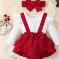 رامپر و بلوز و هدبند،لباس یلدایی قرمز