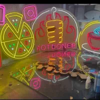 تابلو نئون طرح پیتزا و ساندویچ|ریسه و چراغ تزئینی|کرمان, |دیوار